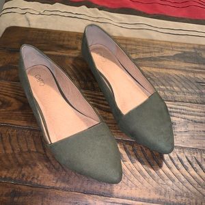 Suede olive green flats